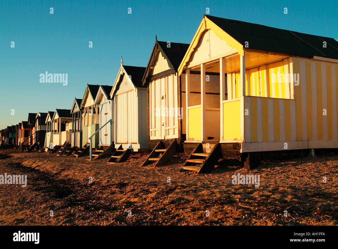 Cabines de plage à Southend, Essex, Angleterre Banque D'Images