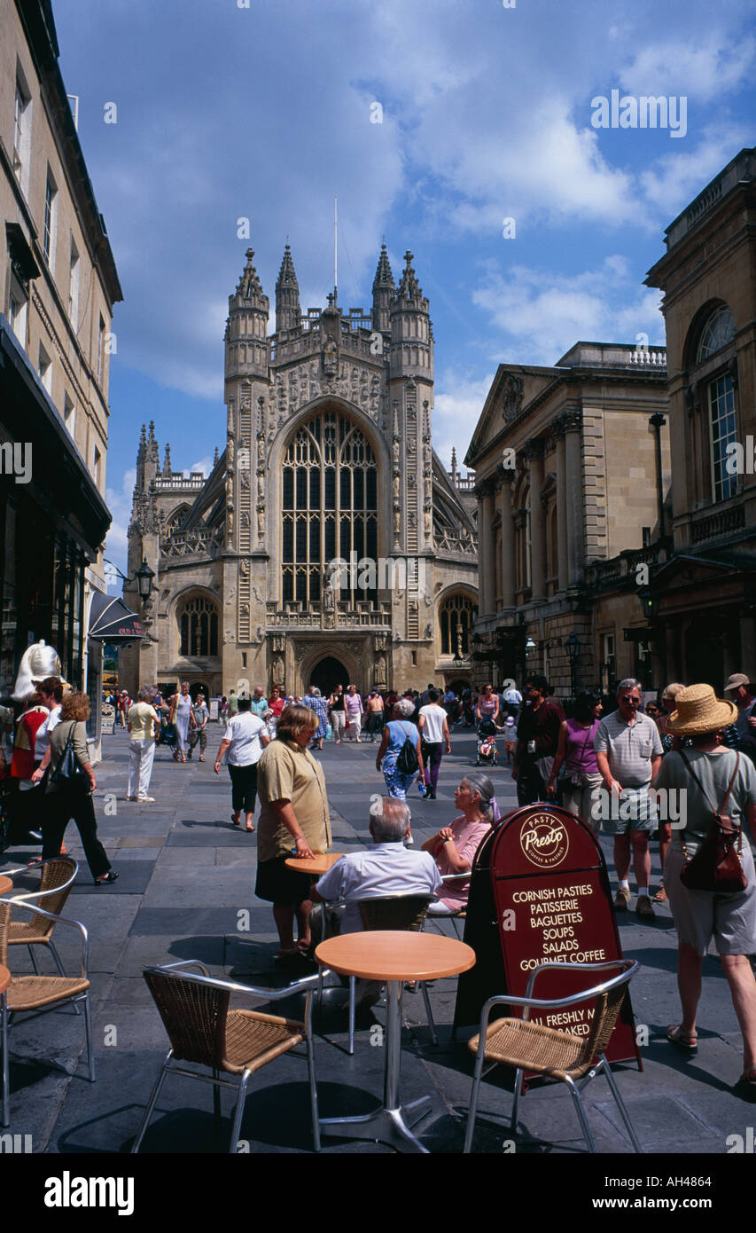 L'Abbaye de Bath et des bains romains Bath Angleterre Somerset Banque D'Images