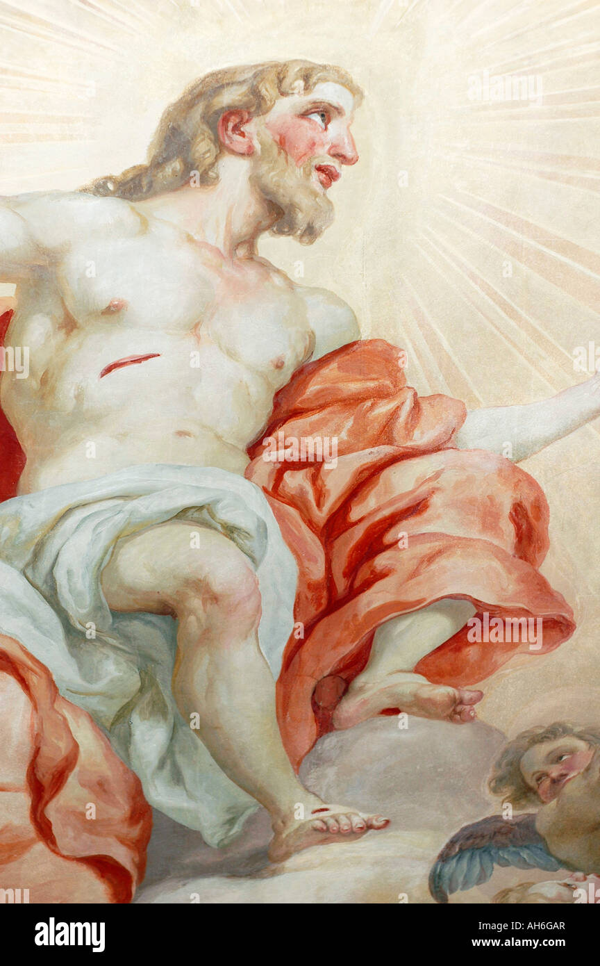 Murales catholique dans l'église St Charles à Vienne Autriche Banque D'Images