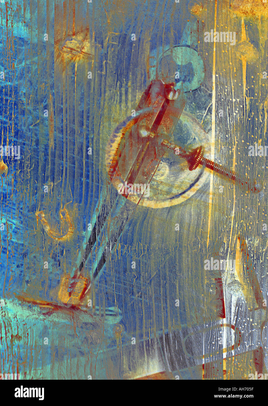 Montage des diviseurs boussole abstrait bleu sur fond strié Banque D'Images