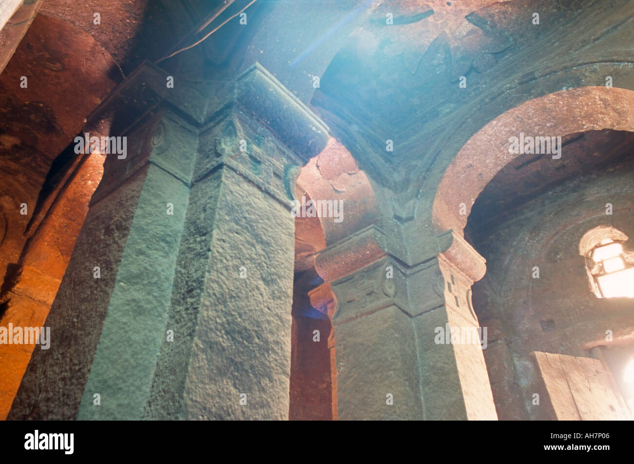 L'intérieurapt Bieta Ghiorghis St George s Lalibela Site du patrimoine mondial de l'Afrique de l'Éthiopie région Wollo Banque D'Images