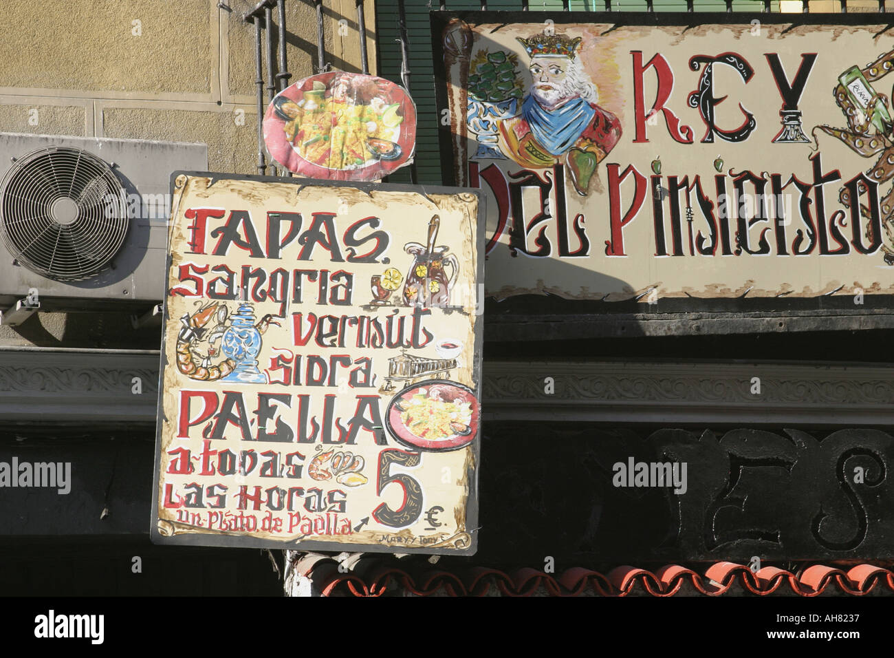 Madrid Espagne restaurant sign Banque D'Images