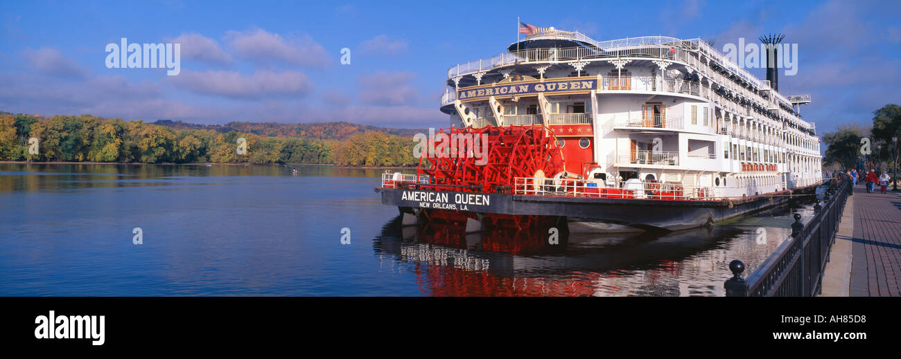 Bateau à aubes Reine américaine sur la rivière Mississipi Wisconsin Banque D'Images