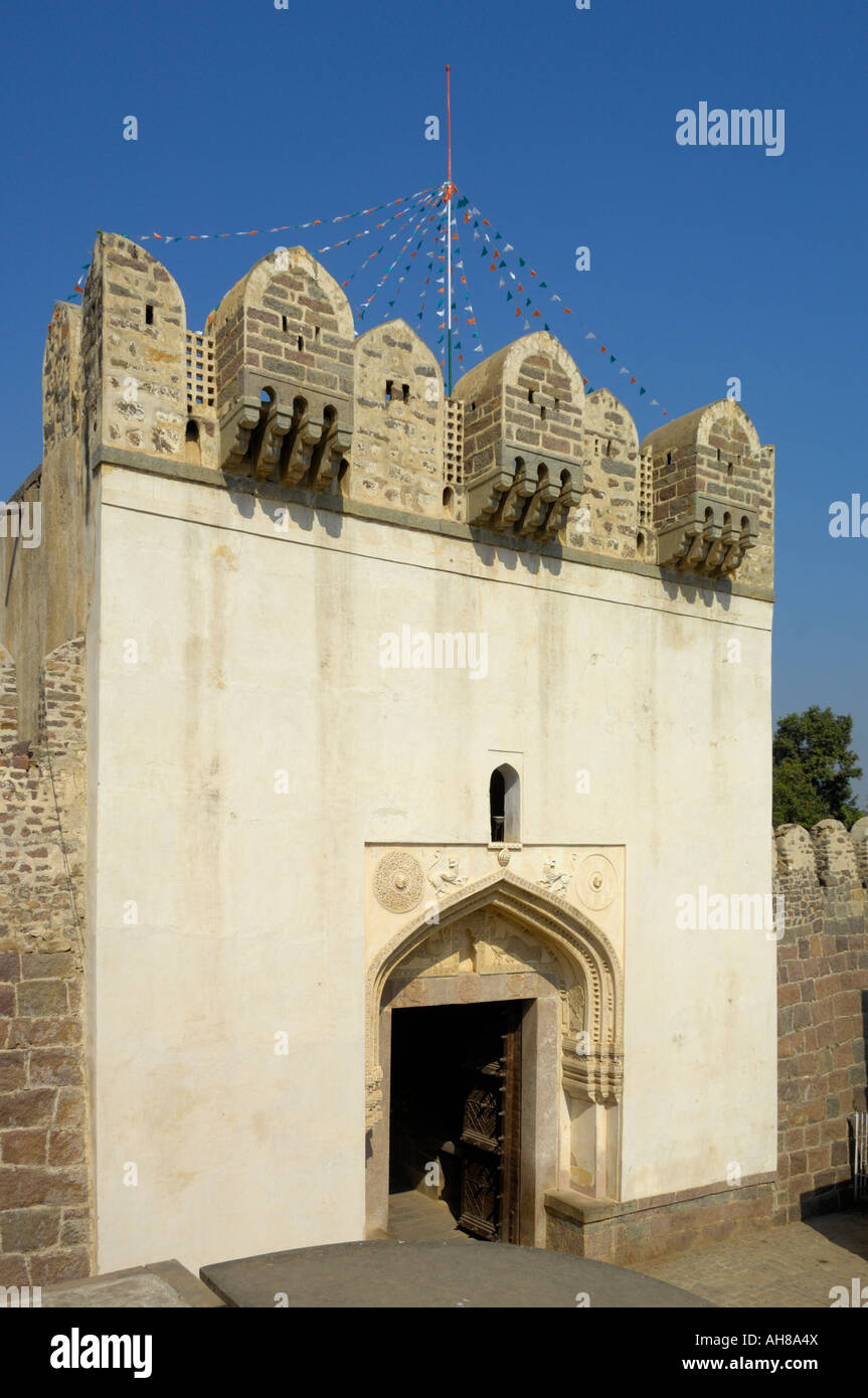 Bala Hisar gate entrée de complexe royal Golconda fort Hyderabad Andhra Pradesh, Inde Banque D'Images