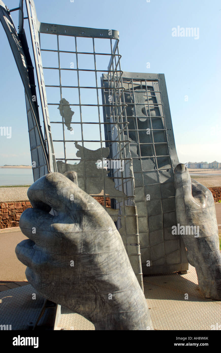 Détail de la début de la SWCP à Minehead. Cette magnifique sculpture marque le début d'un sentier de grande randonnée Banque D'Images