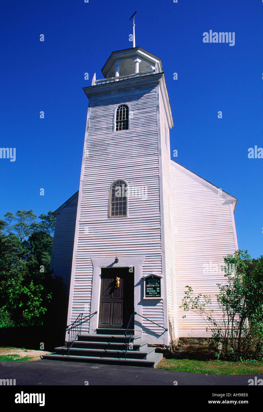 Clocher de l'église en bois en bois blanc, New Hampshire Banque D'Images