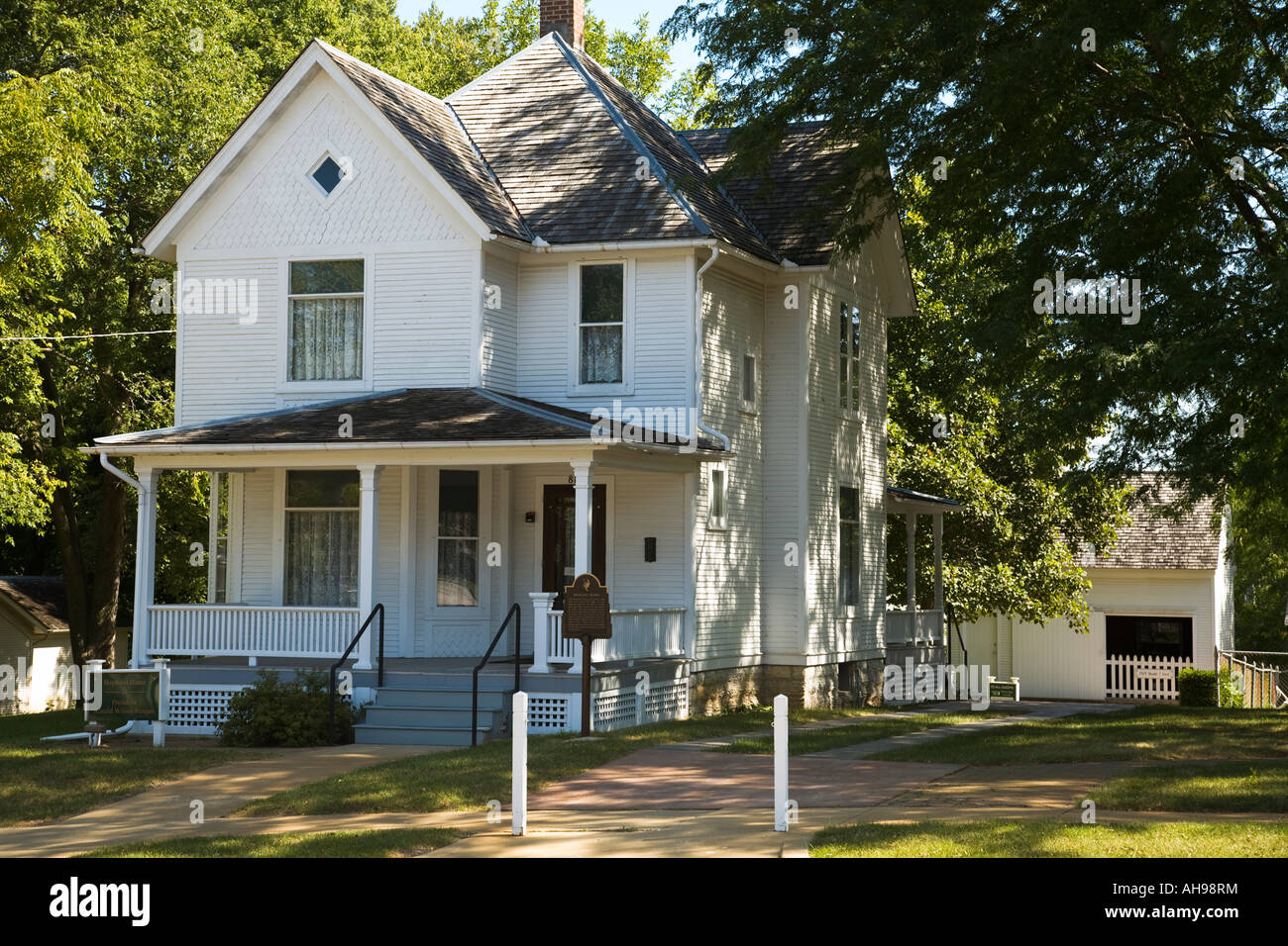 Virginia Dixon Ronald Reagan boyhood home site extérieur de maison blanche avec parement en bois Banque D'Images