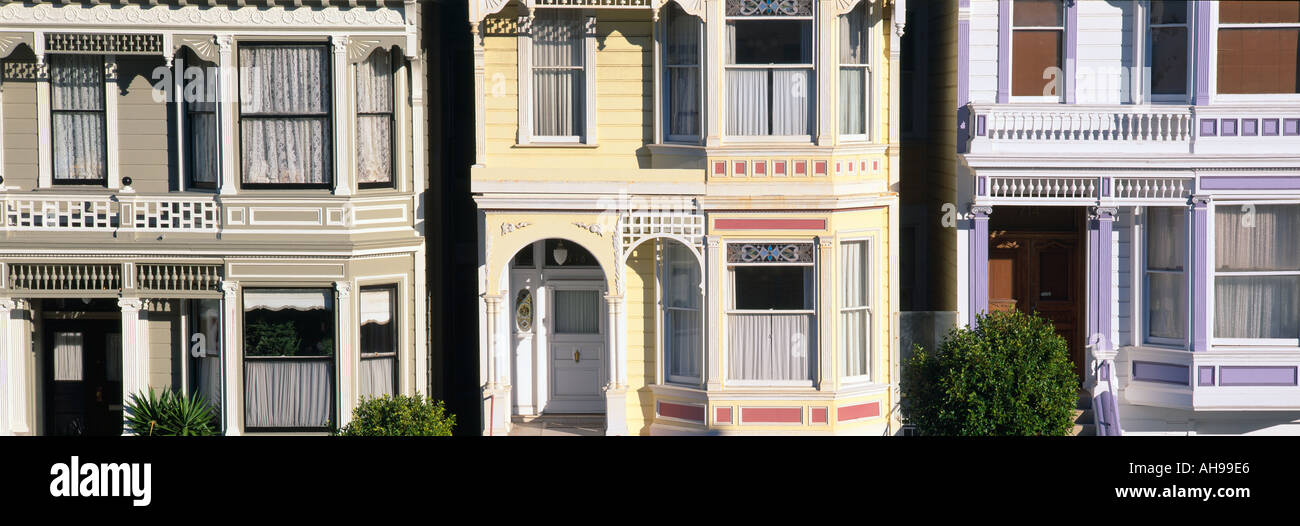 Maisons victoriennes sur Steiner Street San Francisco CA Banque D'Images