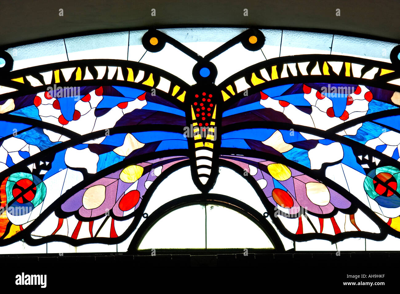 Vitrail avec l'image du papillon au Papillon Zeugma hotel 5 étoiles près de Antalya Turquie Banque D'Images