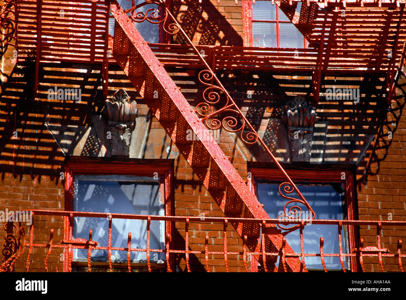 Escalier de secours incendie Dans SOHO NEW YORK CITY USA Banque D'Images