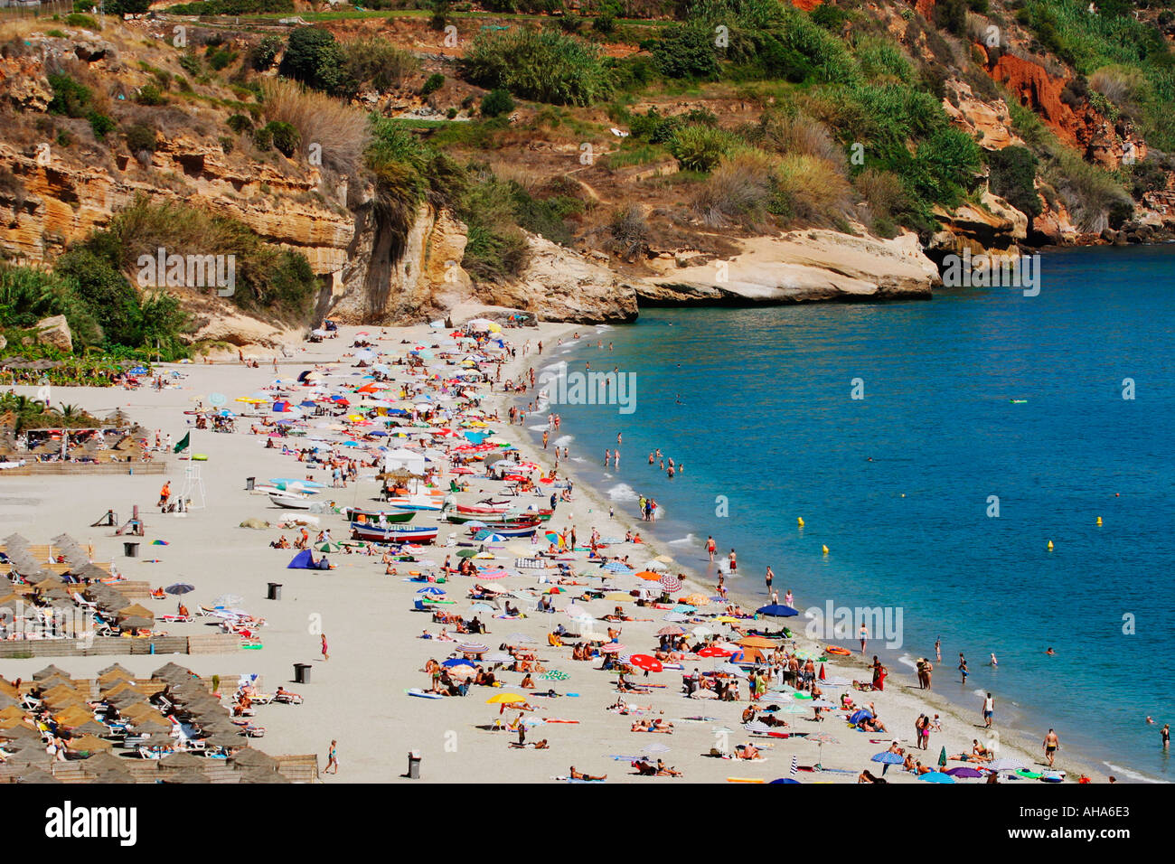 Nerja Costa Del Sol Espagne La Plage De Burriana Banque D