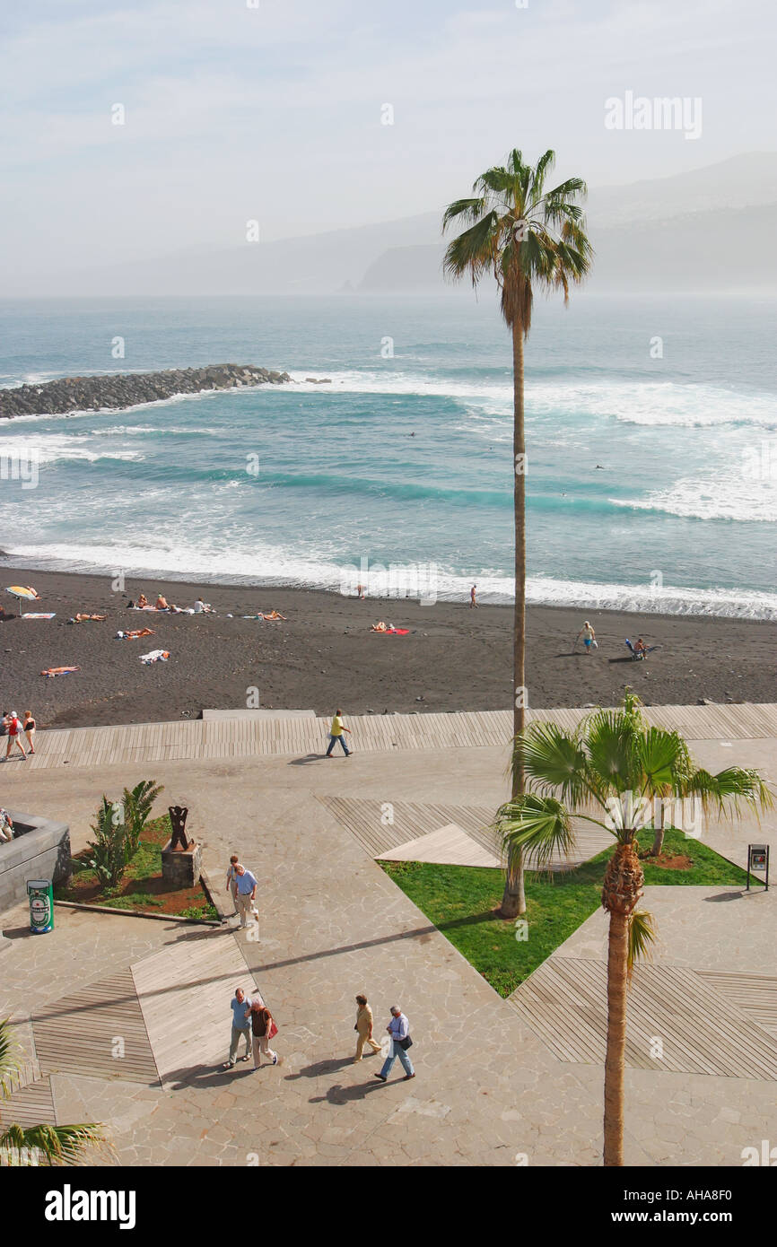 Puerto de la Cruz, Tenerife, Canaries, Espagne. Playa Martianez. Banque D'Images