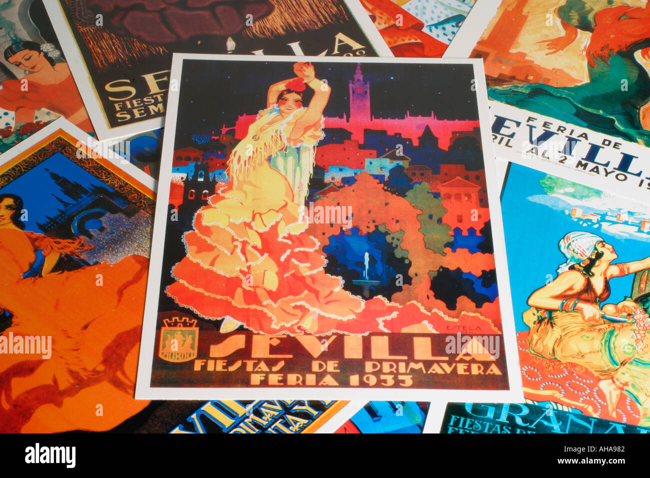 Espagne carte postale de l'affiche pour 1933 juste de Séville Banque D'Images