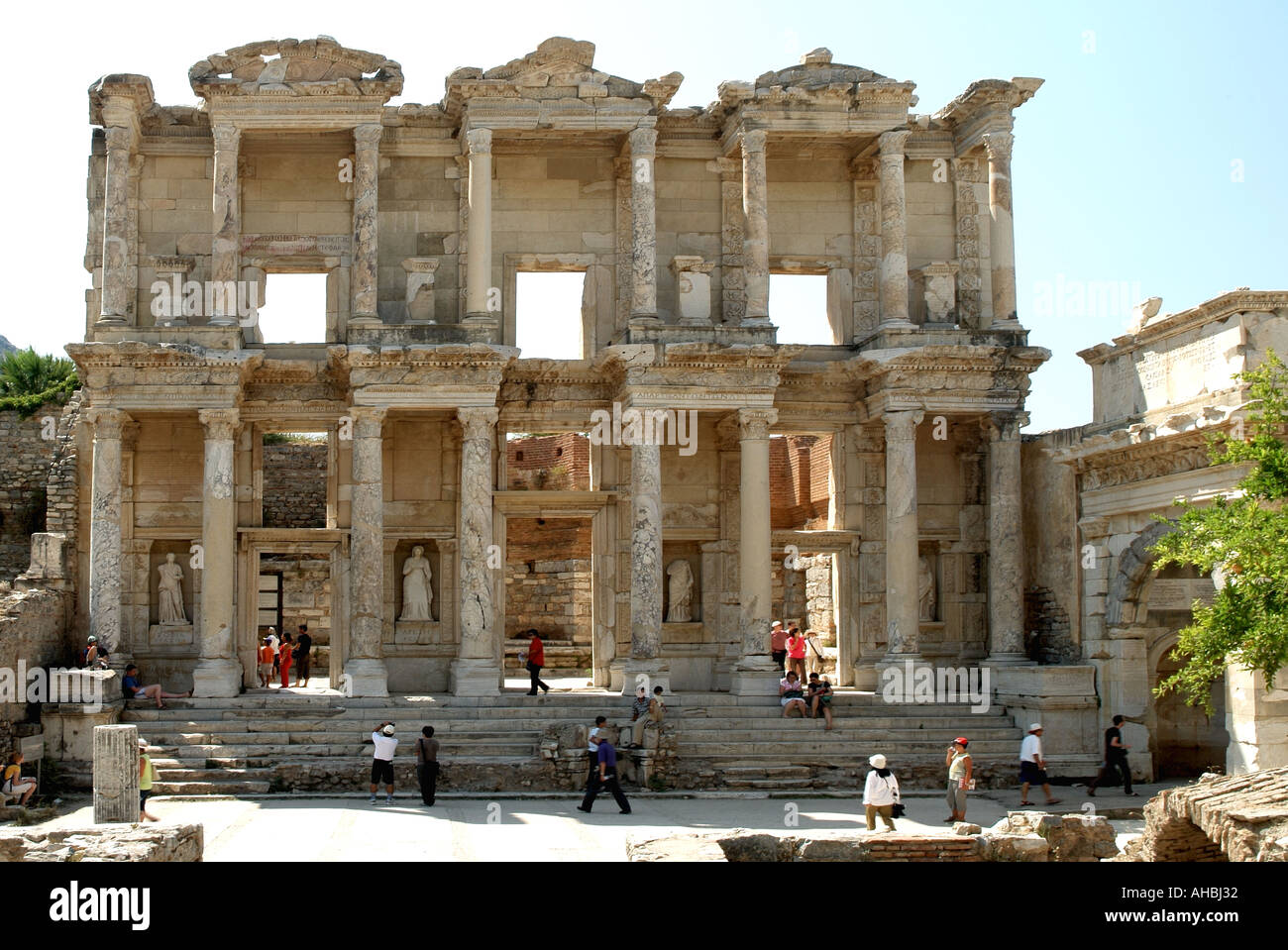 L'ancienne bibliothèque de Celsus à Éphèse Turquie gréco-romain Banque D'Images
