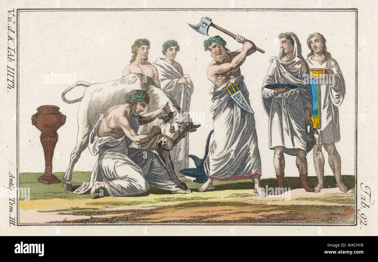 Romains Bull Sacrifice Banque D'Images