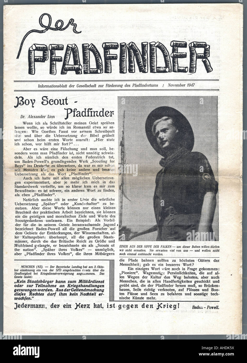 Presse/médias, journaux/magazines, « fer Pfadfinder », novembre 1947, titre, Banque D'Images