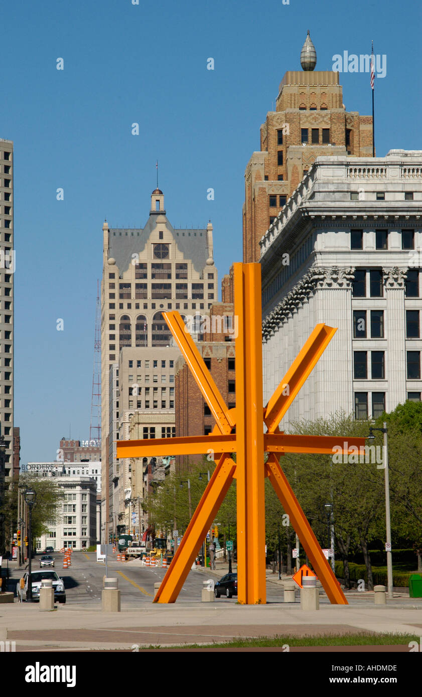 La sculpture moderne sur la rue de la ville de Milwaukee Wisconsin,USA, Banque D'Images