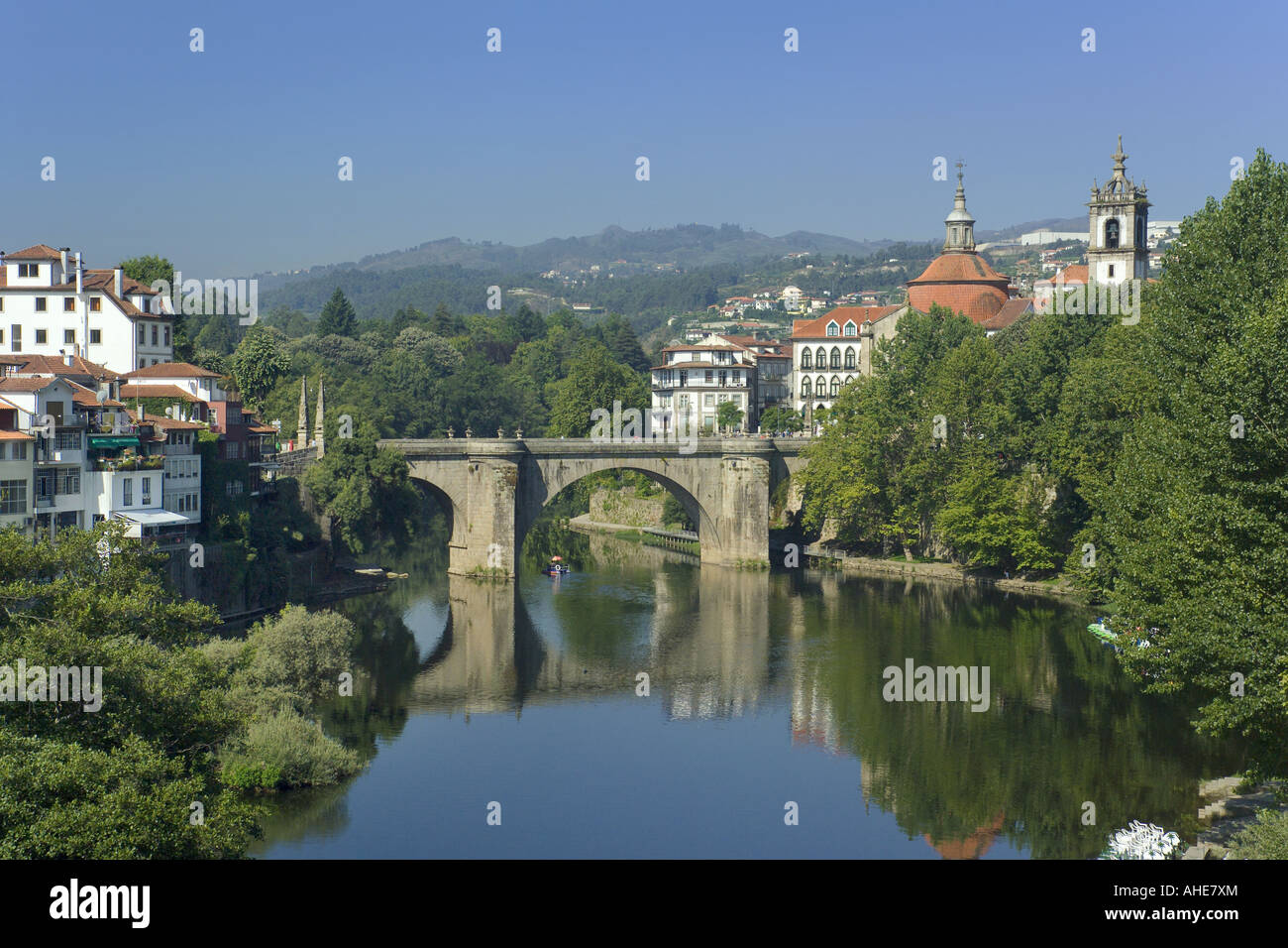 Portugal, Costa Verde, amarante, vieille ville historique et le pont Banque D'Images