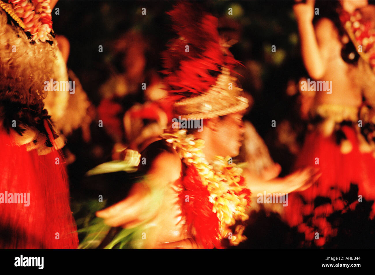 Troupe de danse polynésienne, Moorea, Polynésie Française Banque D'Images