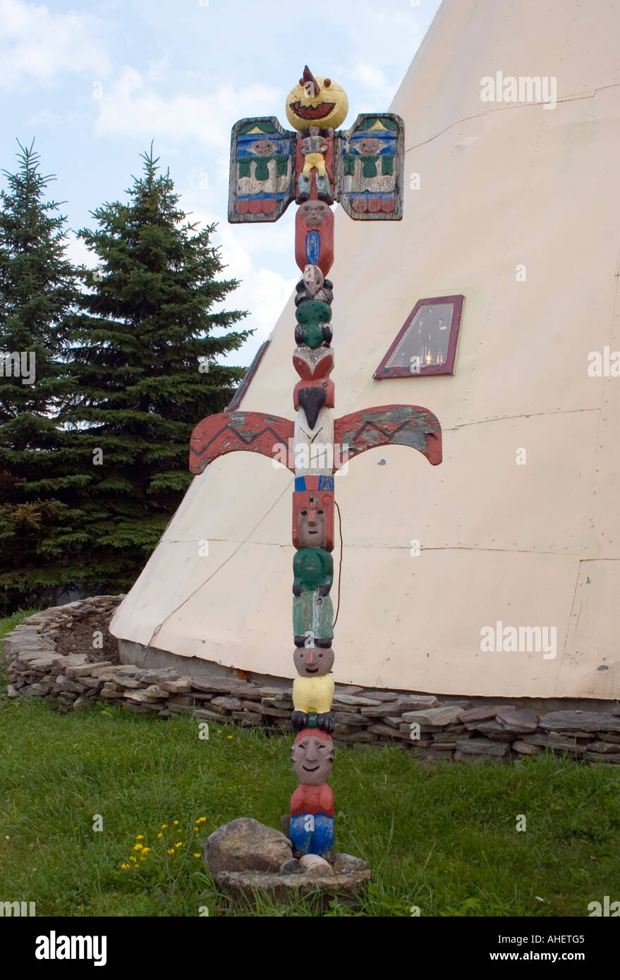 Totem au TePee dans Cherry Valley New York Banque D'Images