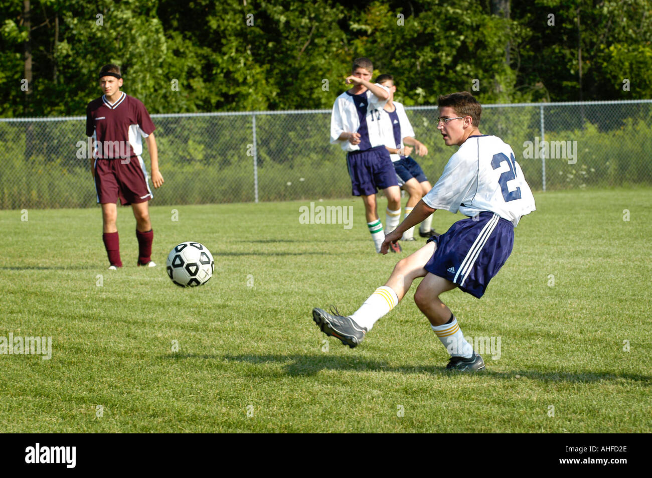 High School Action Soccer Football Banque D'Images