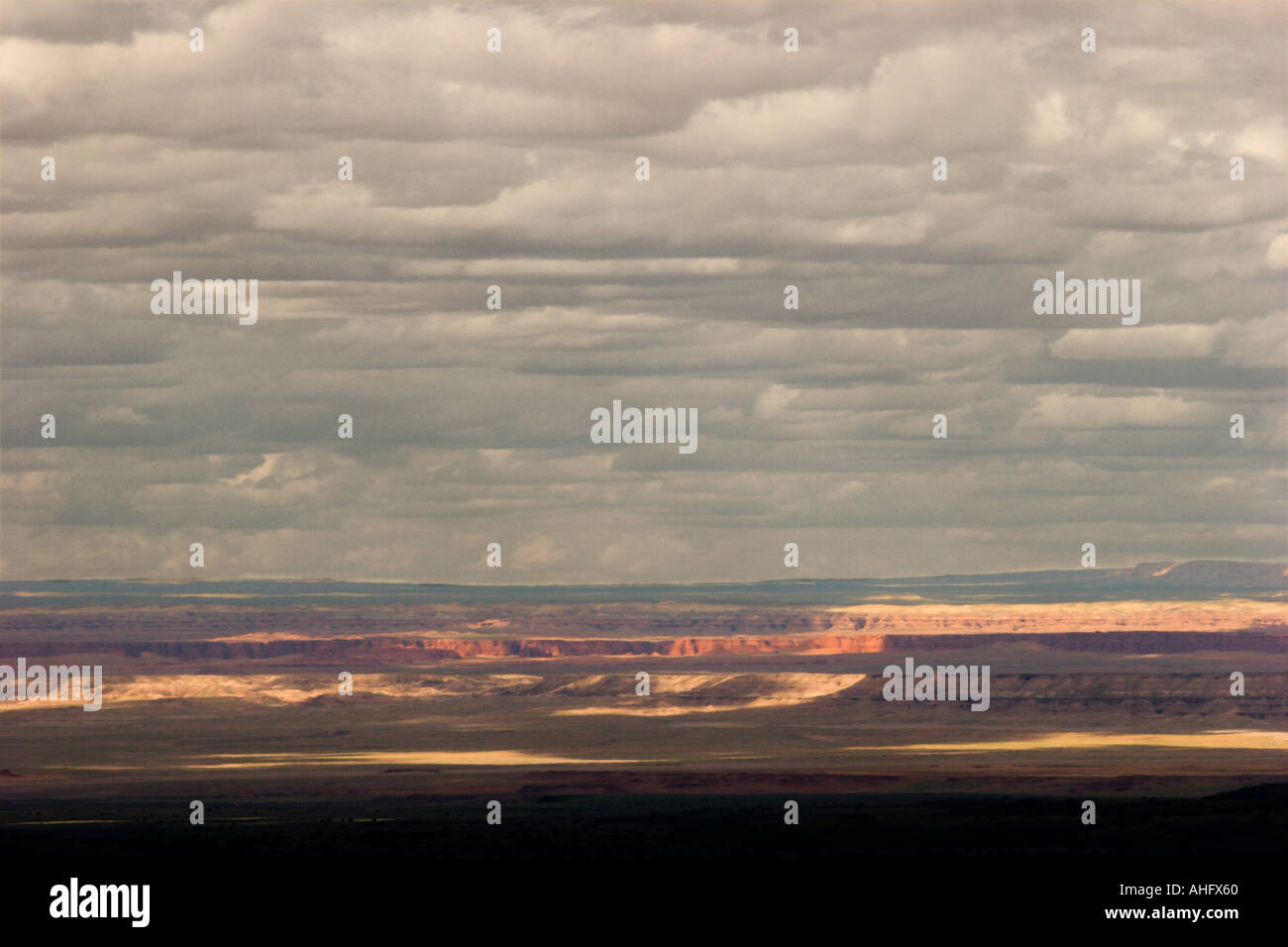 La lumière du soleil tombant sur le Painted Desert, Arizona Banque D'Images