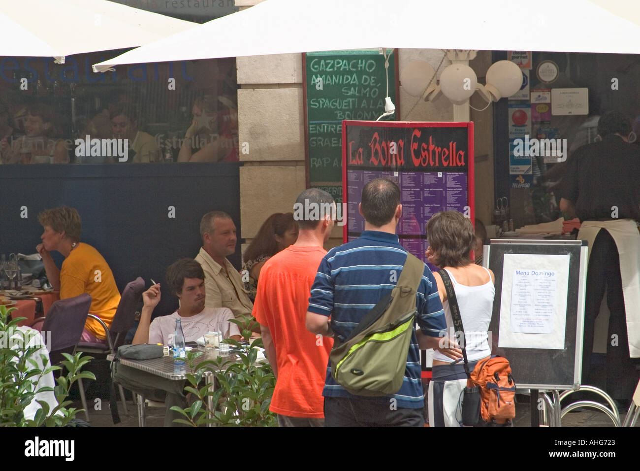 Les repas à l'extérieur de l'Espagne Barcelone Banque D'Images