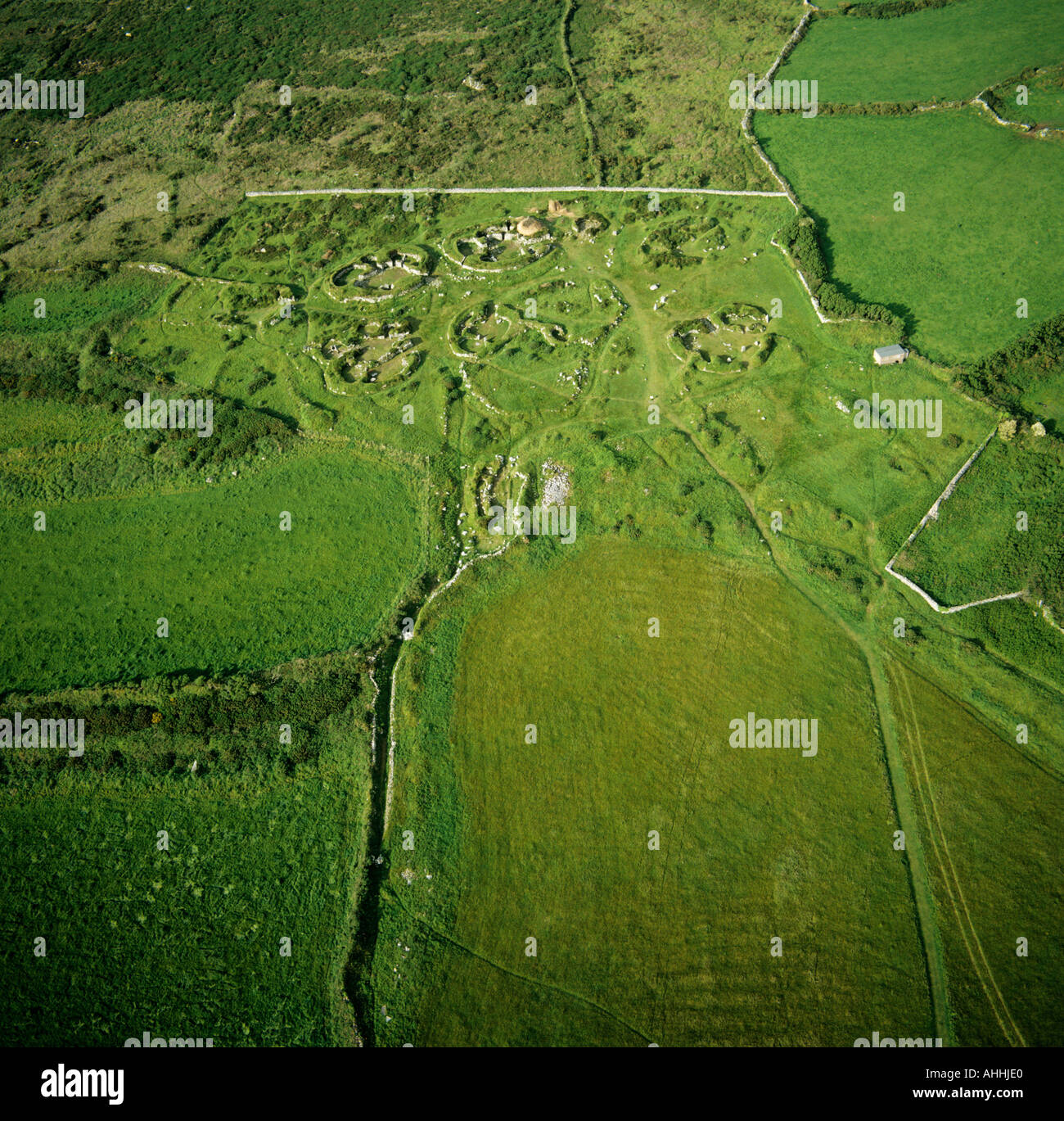 Chysauster Village Celtique antique et système champ Cornwall UK Vue aérienne Banque D'Images