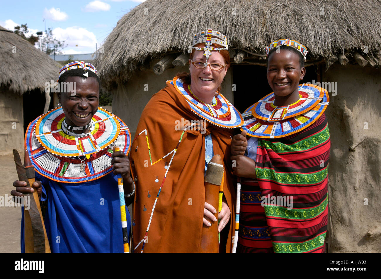 Les femmes masaï Afrique sourire tribu africaine Kenya Tanzanie Banque D'Images