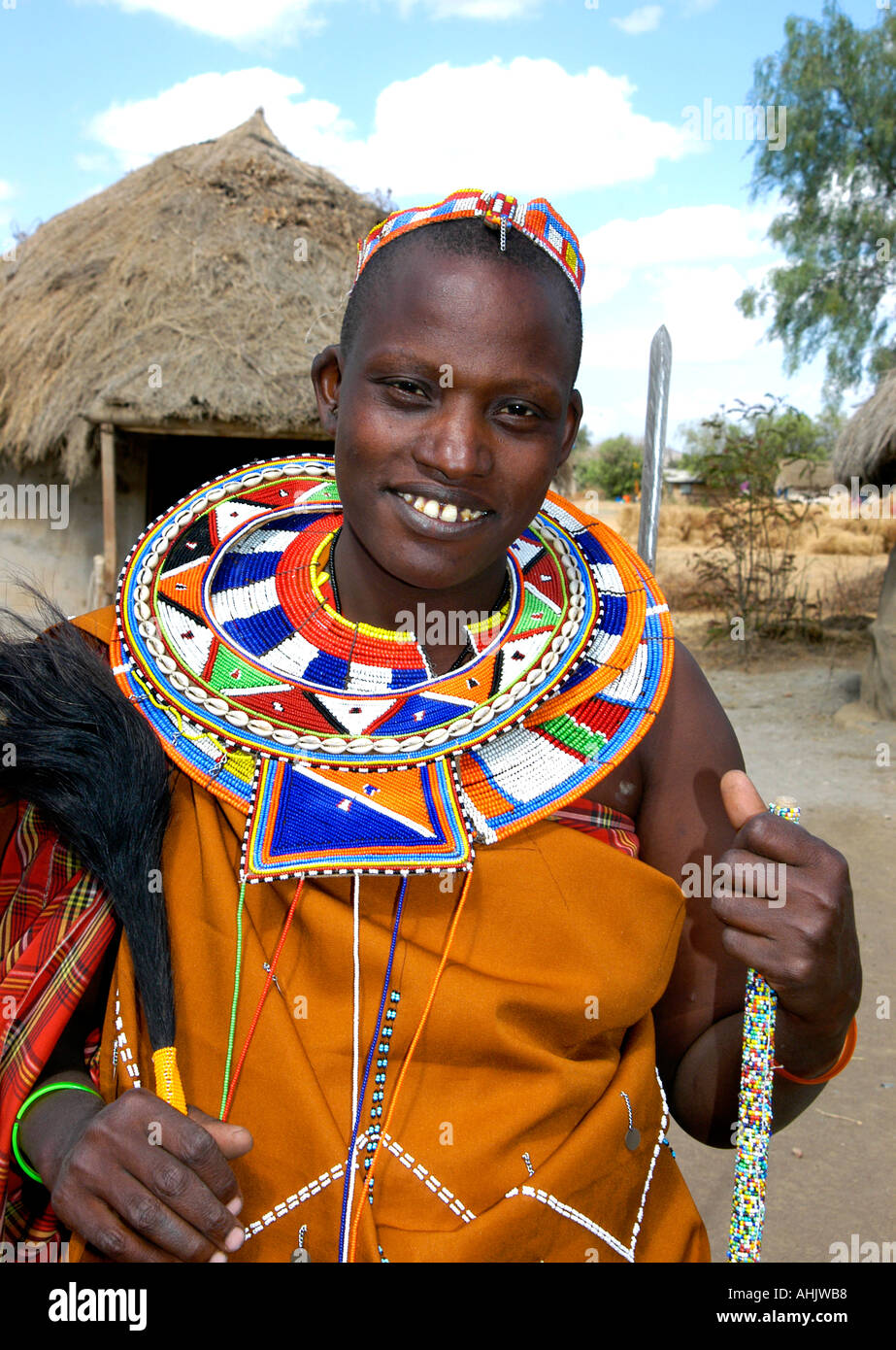 Le sourire de l'Afrique de l'Afrique masaï Kenya Tanzanie tribu Banque D'Images