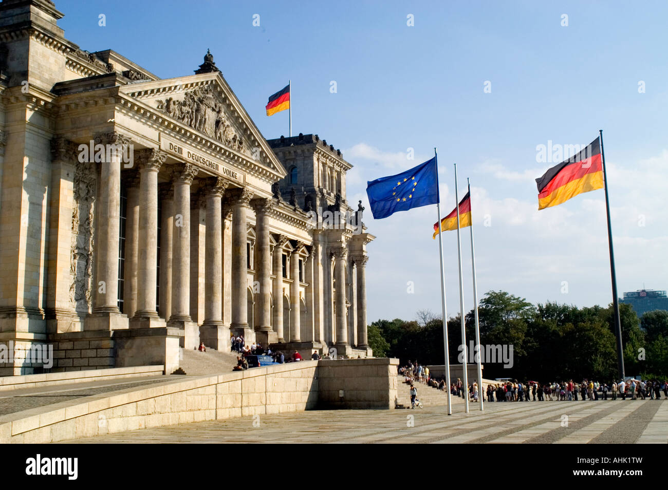 Reichstag, Reichstagsgebäude, Berlin qui abrite le Bundestag, la chambre basse du Parlement allemand, construit en 1894. Allemagne Banque D'Images