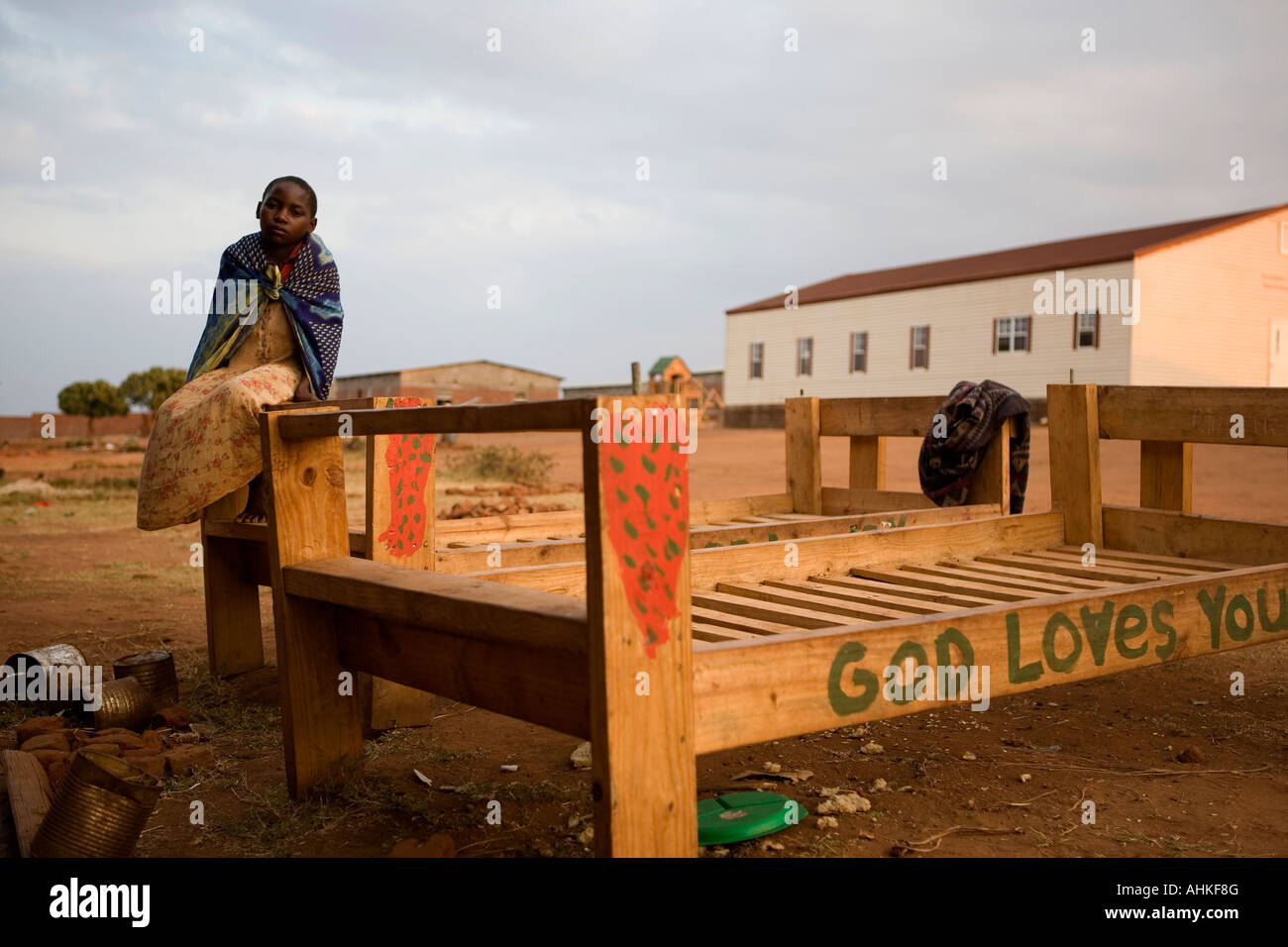 Un enfant à un orphange, Malawi. Le haut du pays Taux d'infection du SIDA a conduit à une génération d'enfants de perdre leurs parents Banque D'Images