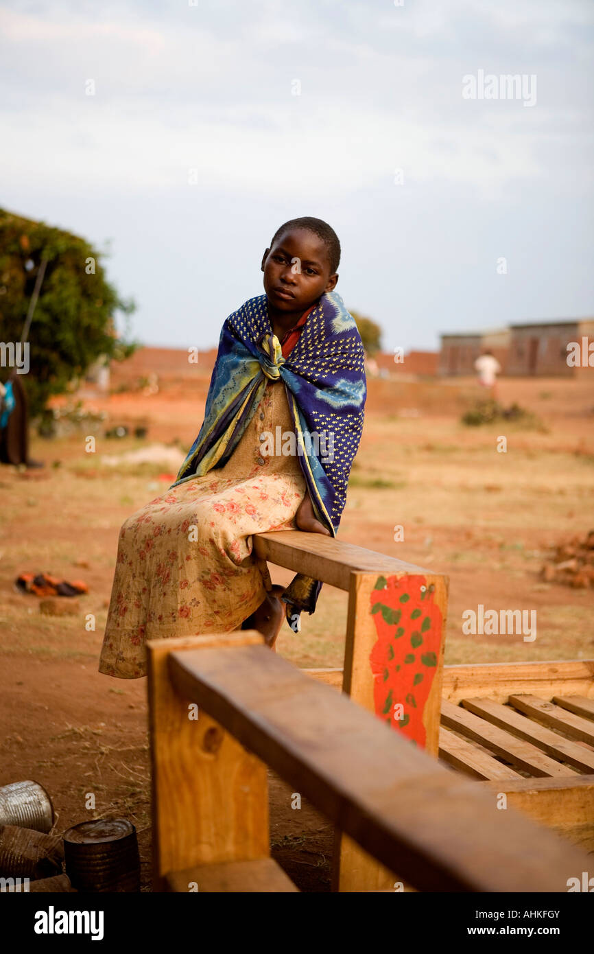 Un enfant à un orphange, Malawi. Le haut du pays Taux d'infection du SIDA a conduit à une génération d'enfants de perdre leurs parents Banque D'Images