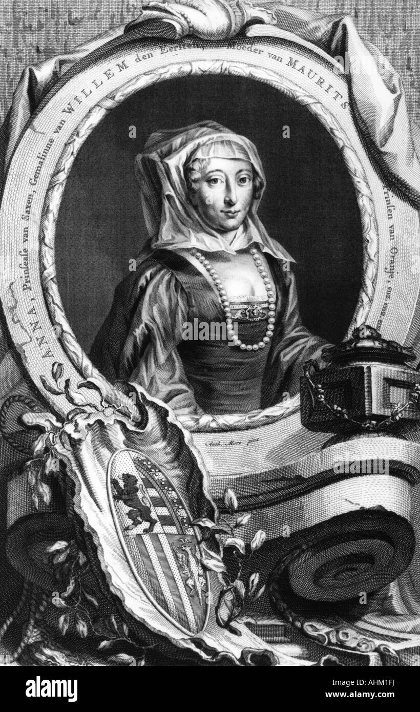 Anna, 23.12.1544 - 18.12.1577, la Princesse d'Orange 2.6.1551 - 14.12.1571, demi-longueur, gravure, 18e siècle, l'artiste n'a pas d'auteur pour être effacé Banque D'Images