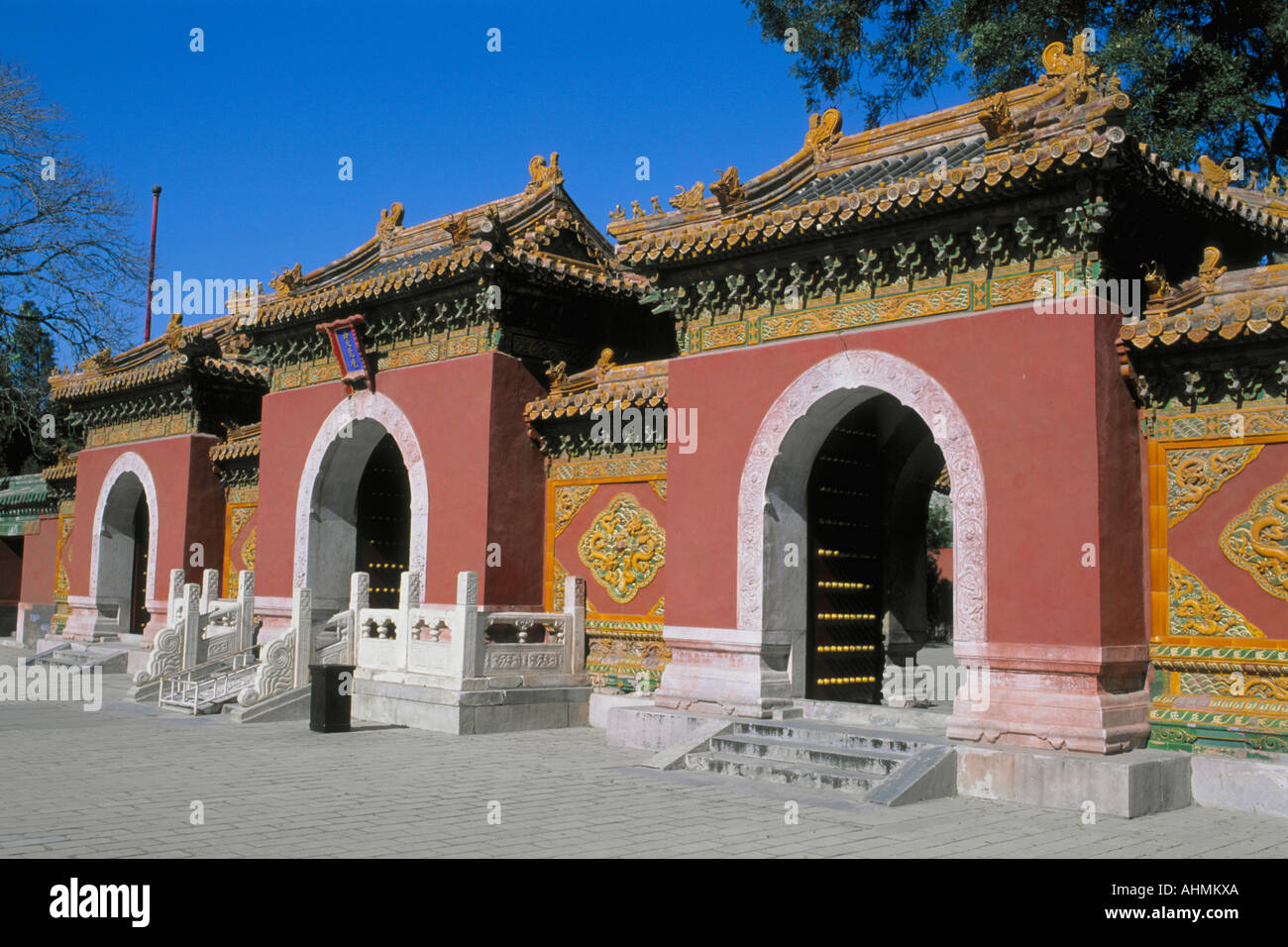 Les passerelles du parc Beihai Beijing Chine Banque D'Images