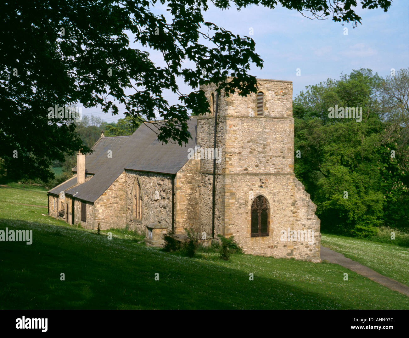 St Helen's Church, Kelloe (un village médiéval déserté), County Durham, England, UK. Banque D'Images