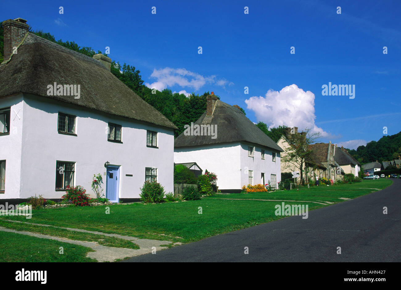 Chaumières à la Milton Abbas Dorset Angleterre Banque D'Images