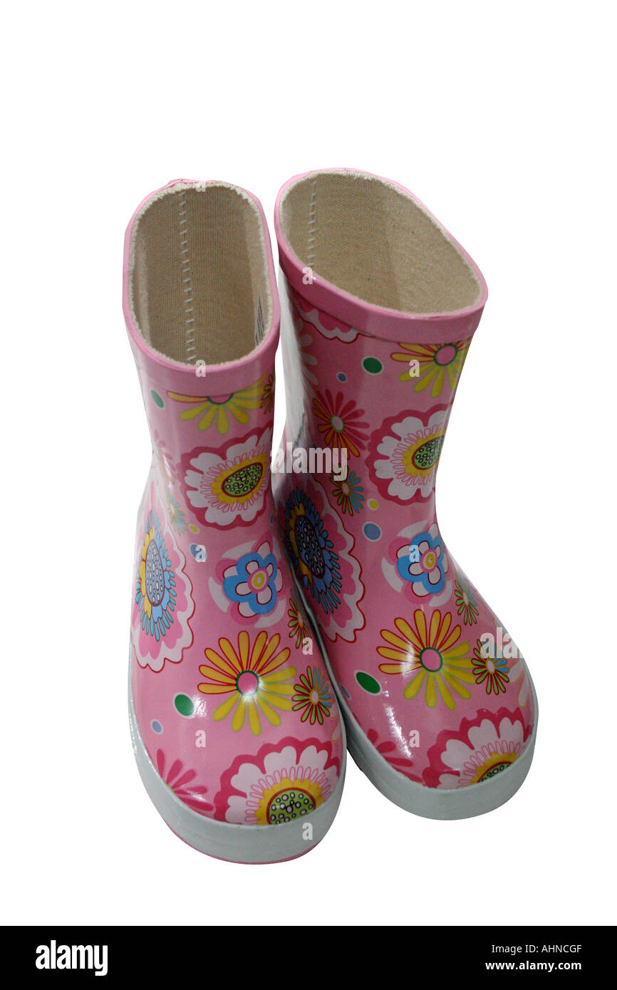 Bottes Wellington colorés de l'enfant Banque D'Images