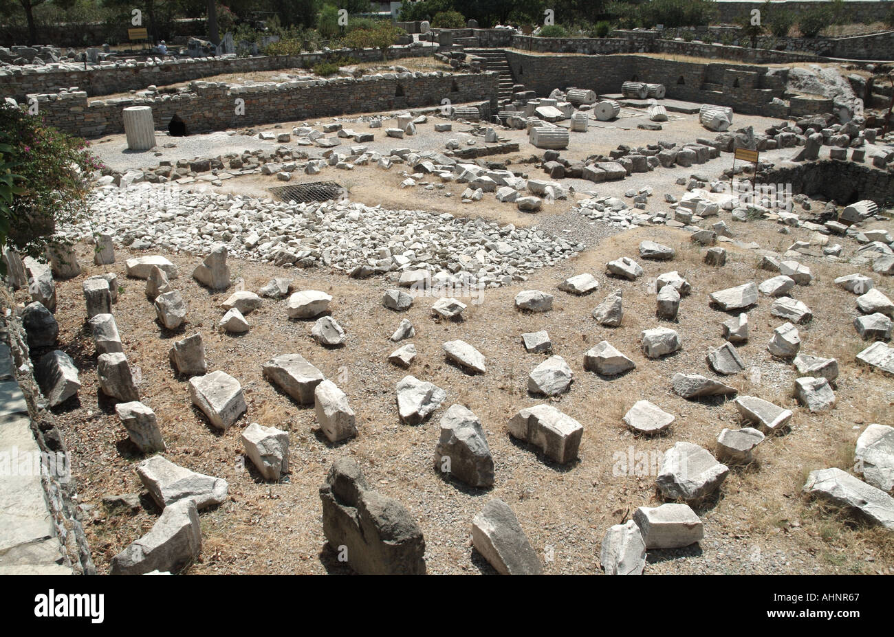 Ruines du mausolée de Grec antique Halicarnasse Halicarnassos Bodrum Banque D'Images