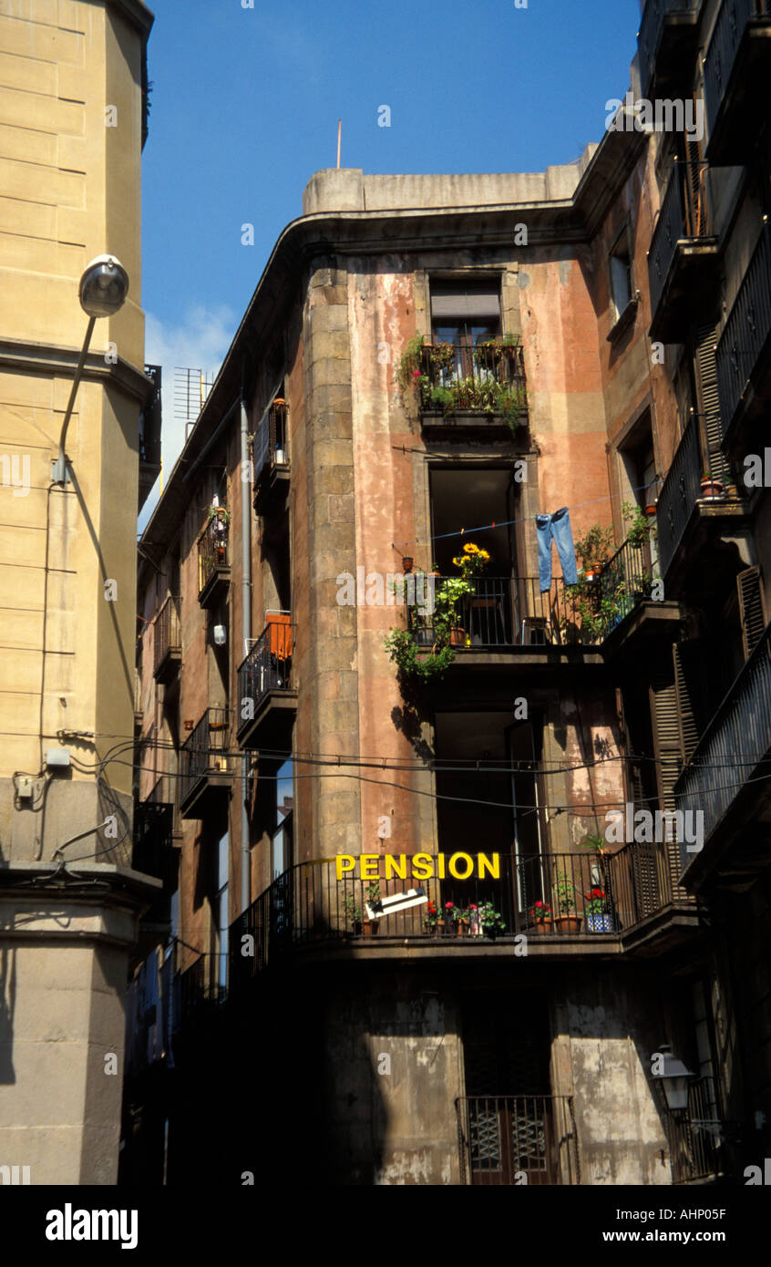 Barcelone hébergement annoncés près de Placa St Augusti Banque D'Images