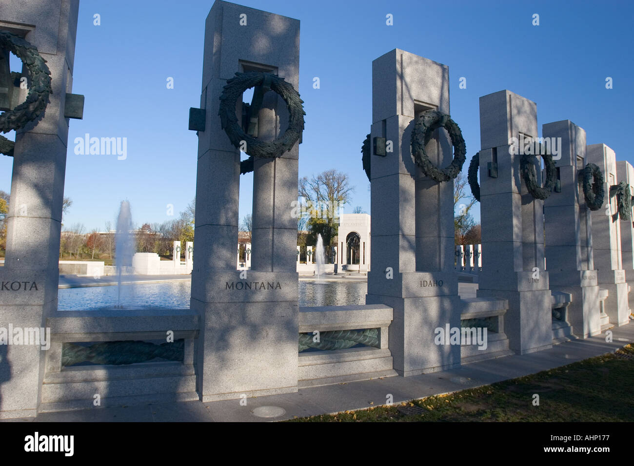 Monument commémoratif de la Seconde Guerre mondiale à Washington Banque D'Images