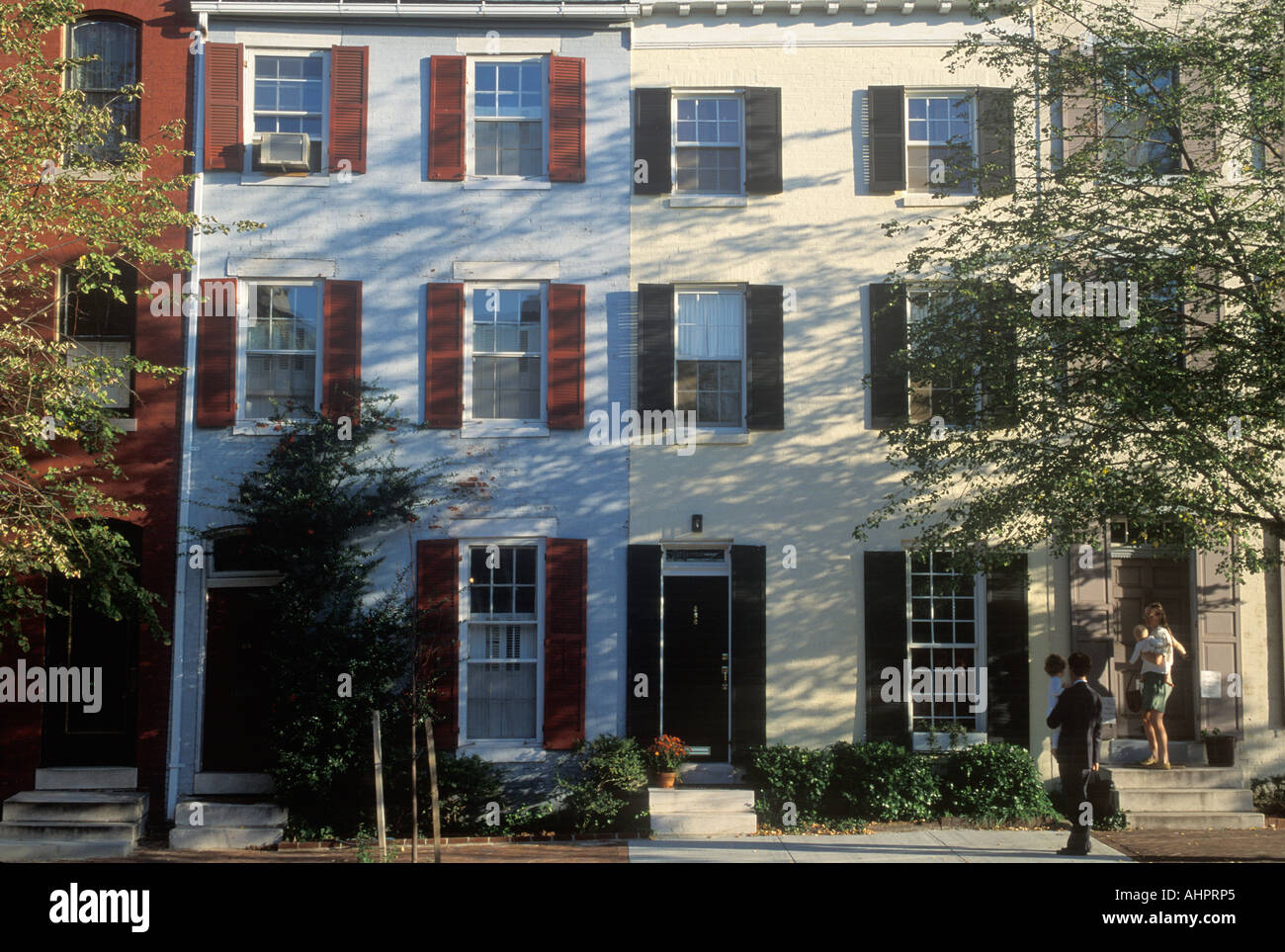 Maisons en rangée de trois étages à Philadelphie en Pennsylvanie Banque D'Images