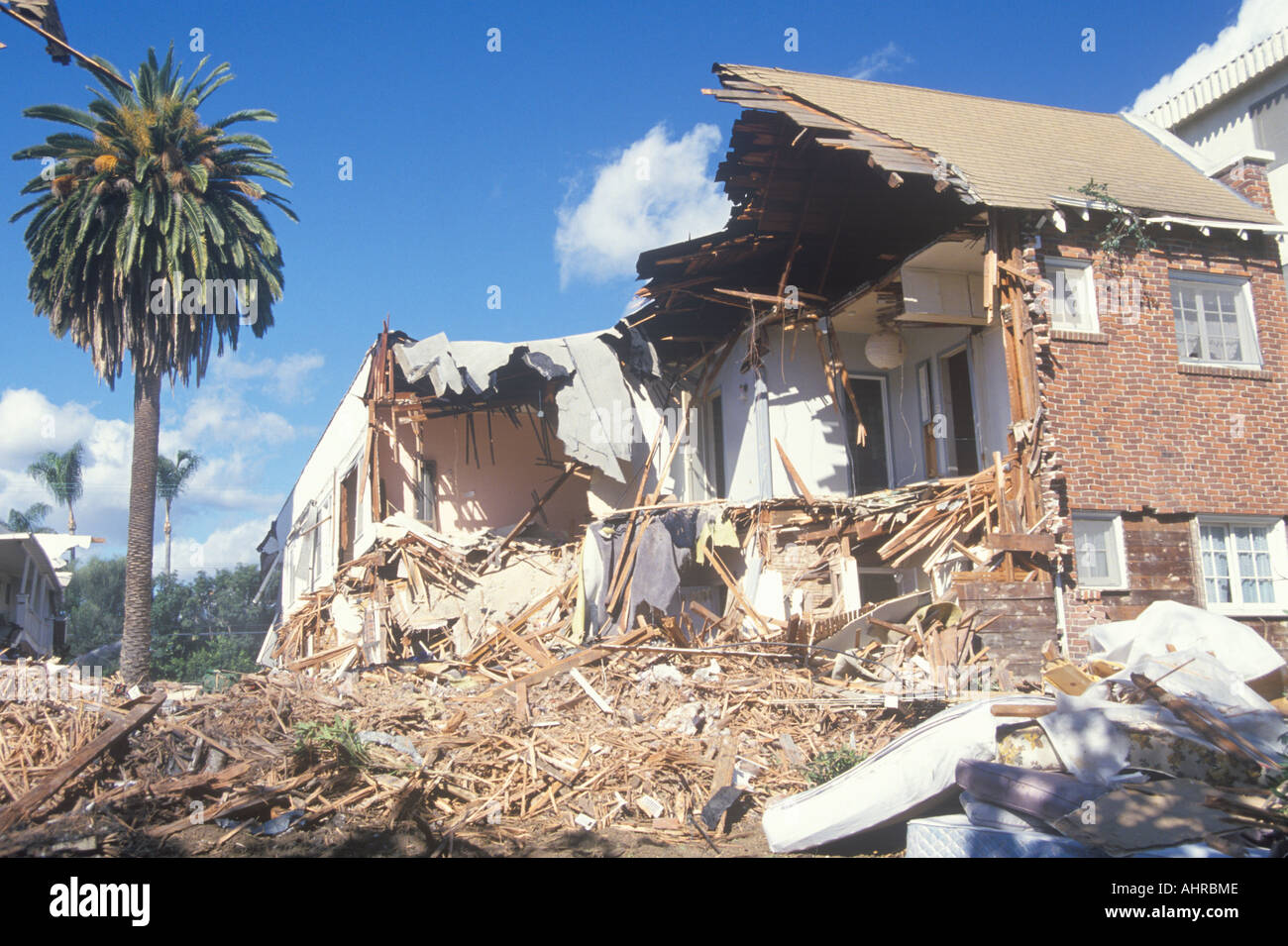 Appartement de Santa Monica un immeuble détruit par le tremblement de terre de Northridge en 1994 Banque D'Images