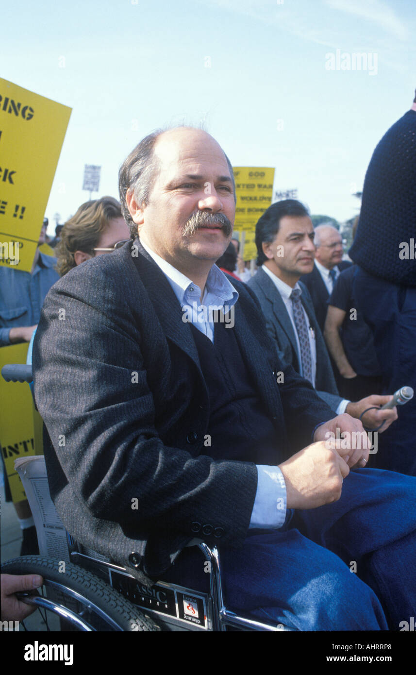 Ron Kovic vétéran du Vietnam Guerre anti à protester contre Los Angeles California Banque D'Images