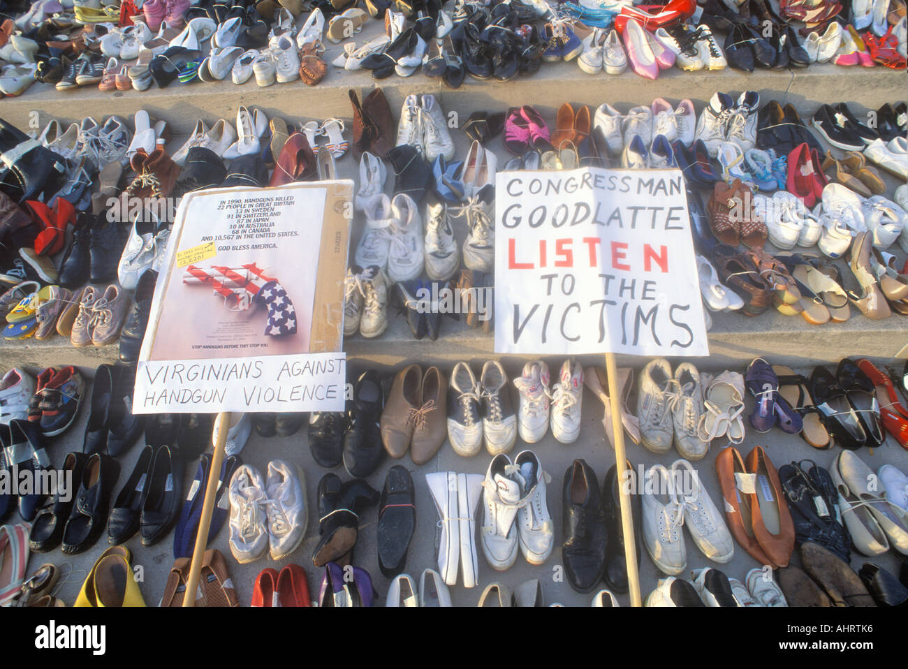 Victimes de chaussures symbolisant la violence armée Washington D C Banque D'Images