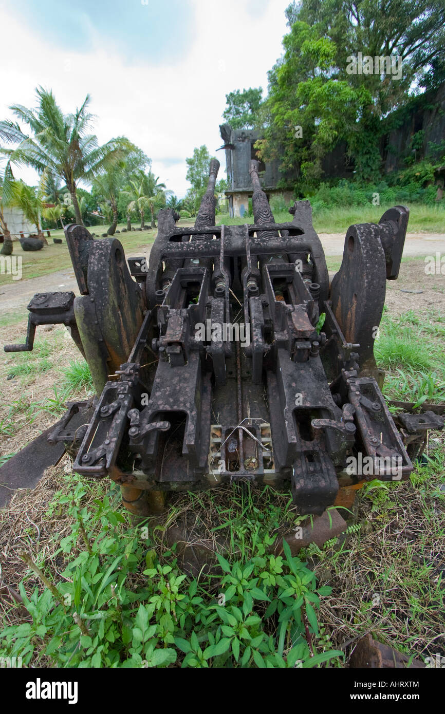 La DEUXIÈME GUERRE MONDIALE Avion Anti japonais des pièces d'artillerie de l'île de Palau Banque D'Images