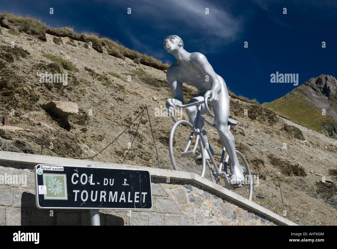 Statue au Col du Tourmalet col en Pyrénées françaises. Banque D'Images