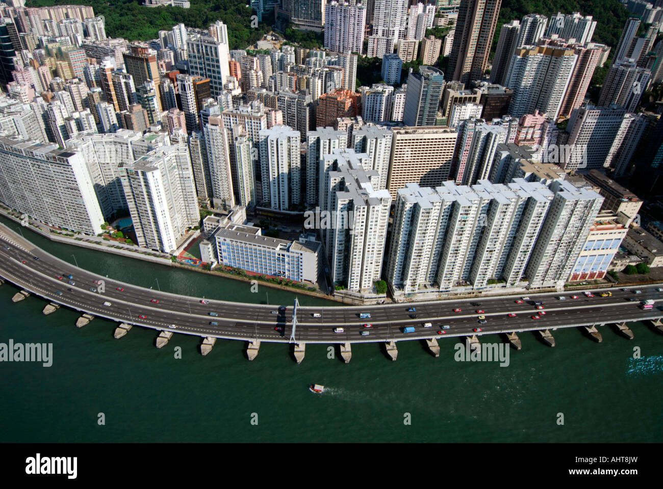 Vue aérienne de l'île de l'Est Corridor et bâtiments à North Point Hong Kong Banque D'Images