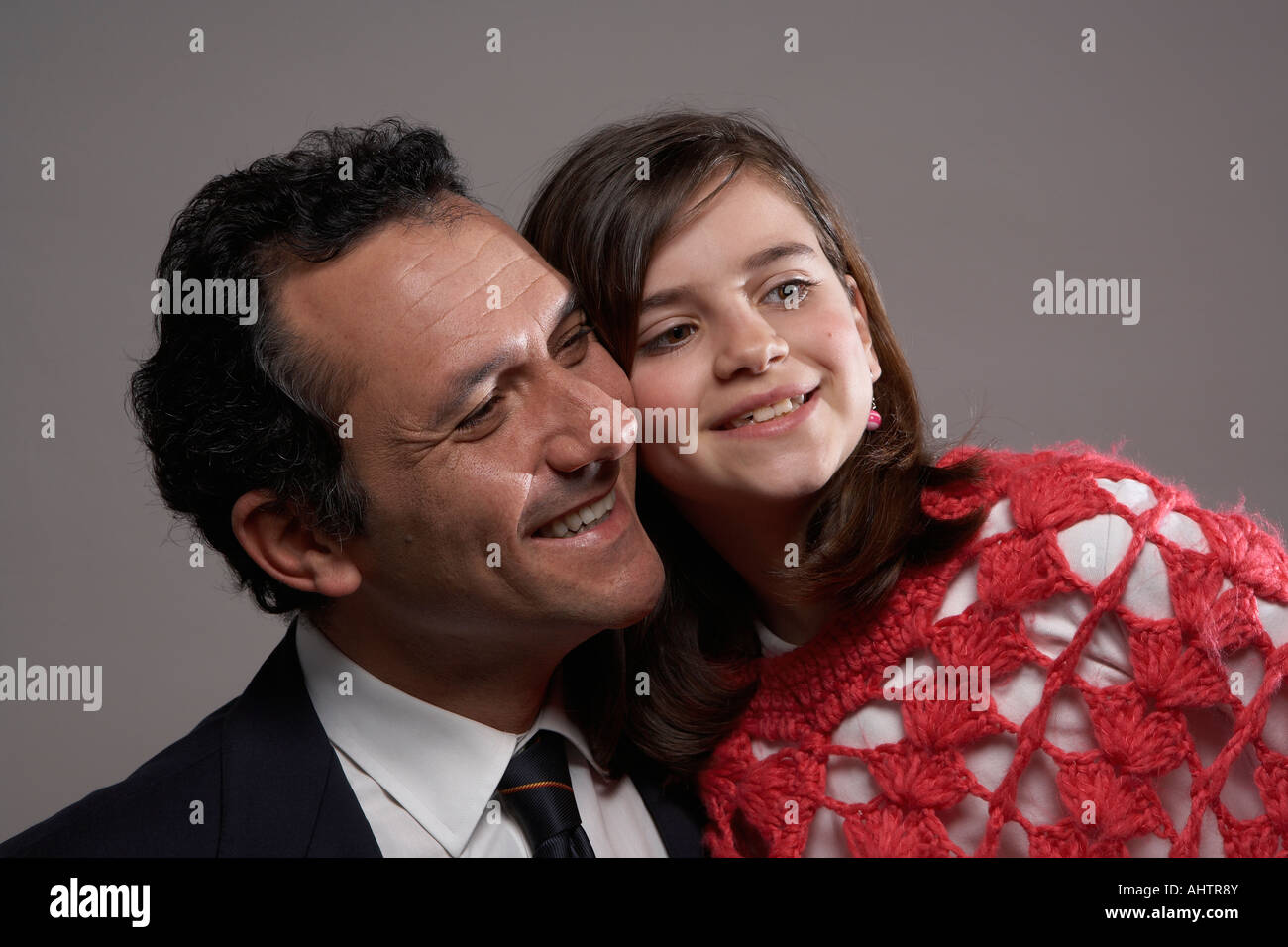 Businessman et sa fille (9-11), close-up Banque D'Images
