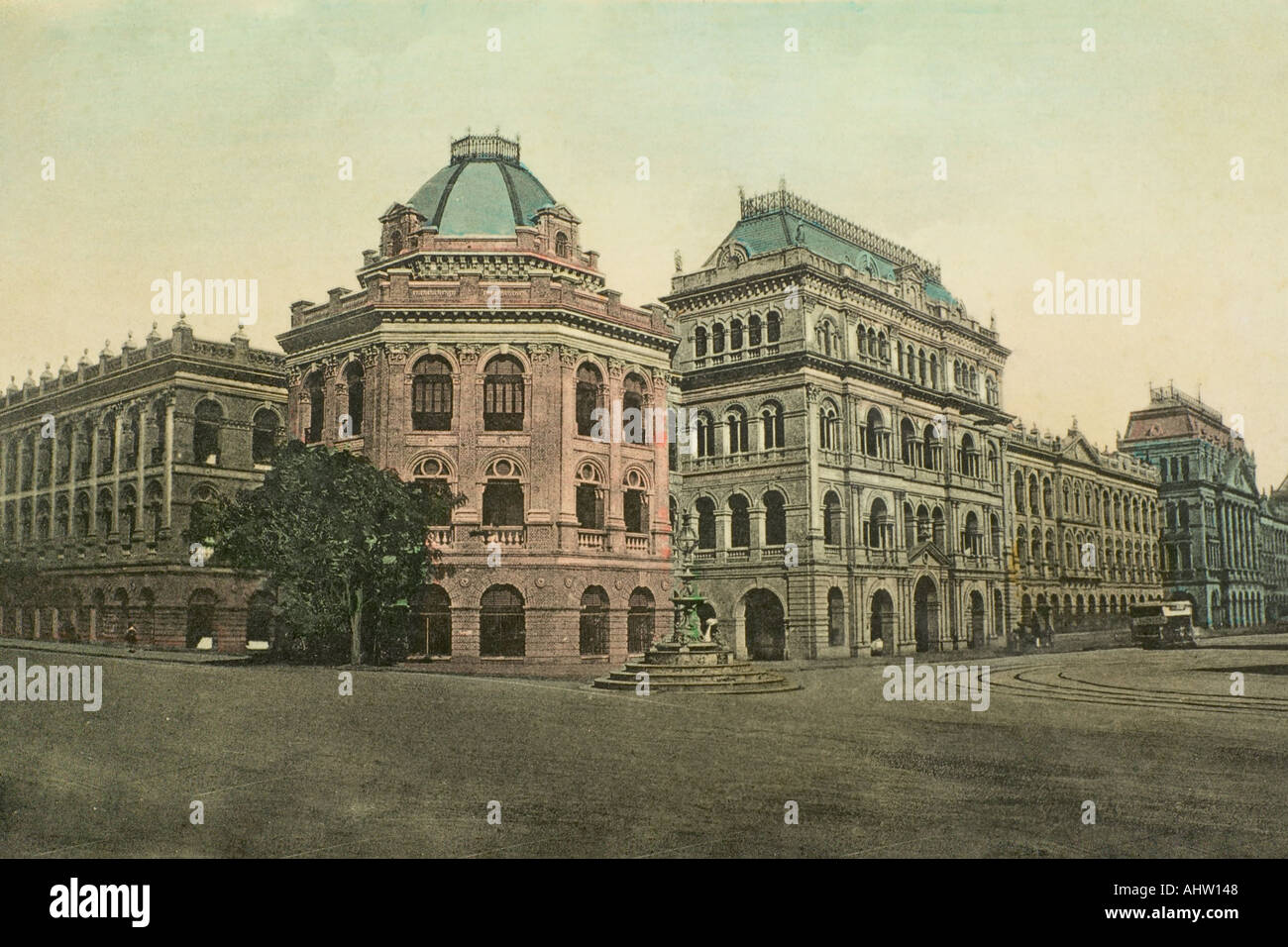 Lithographie ancienne illustration d'auteurs indiens Building calcatta kolkata INDE Banque D'Images